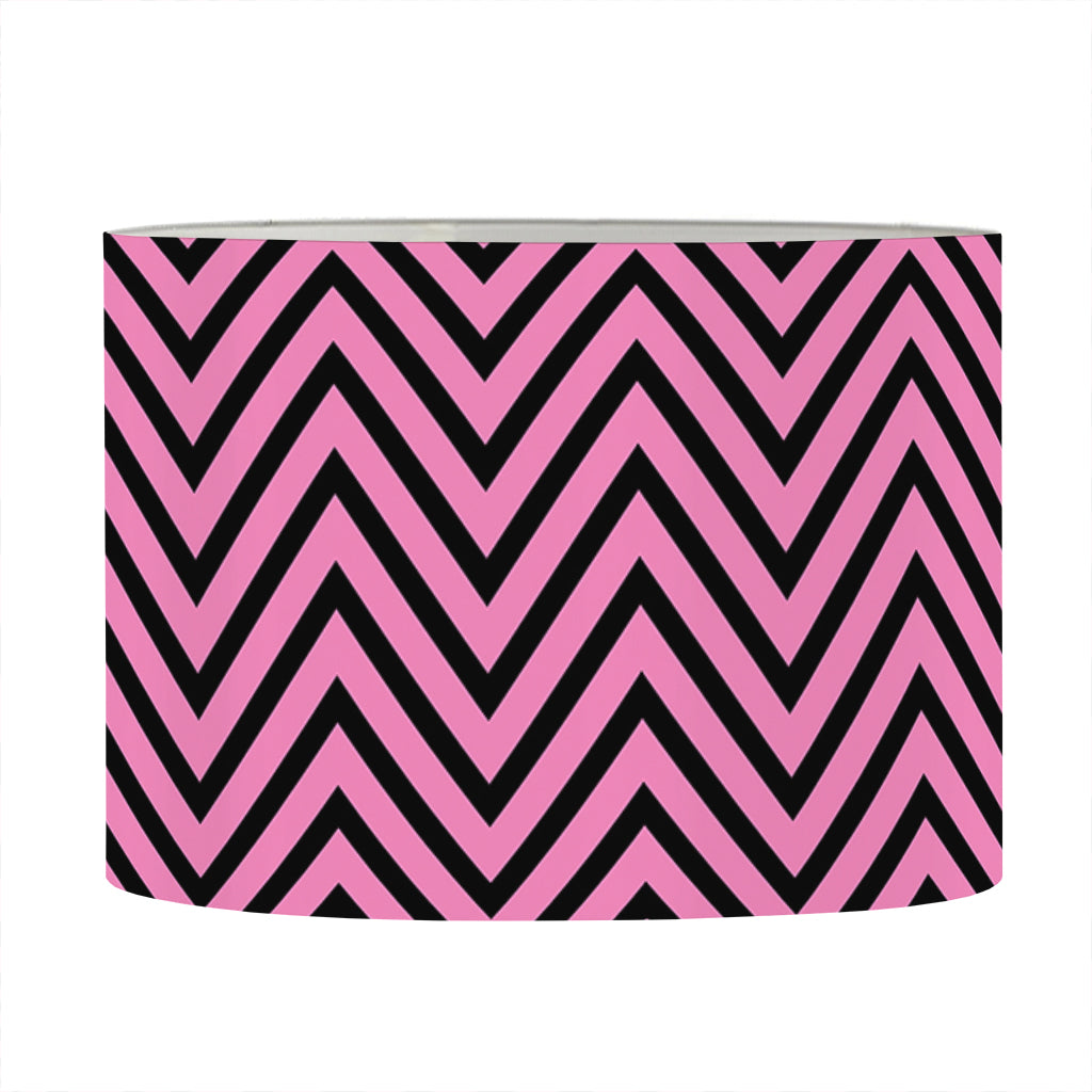 Pink And Black Zigzag Pattern Print Drum Lamp Shade