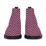 Pink And Black Zigzag Pattern Print Flat Ankle Boots