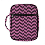 Pink And Black Zigzag Pattern Print Front Pocket Bible Bag