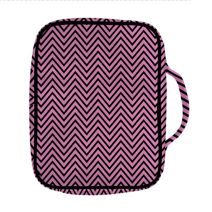 Pink And Black Zigzag Pattern Print Front Pocket Bible Bag