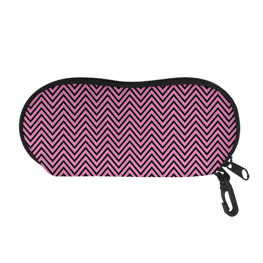Pink And Black Zigzag Pattern Print Glasses Case