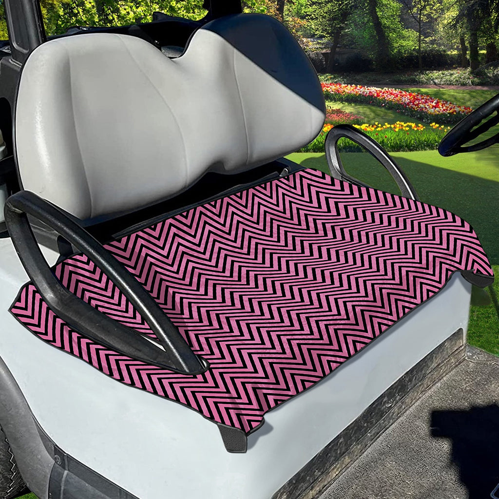 Pink And Black Zigzag Pattern Print Golf Cart Seat Cover