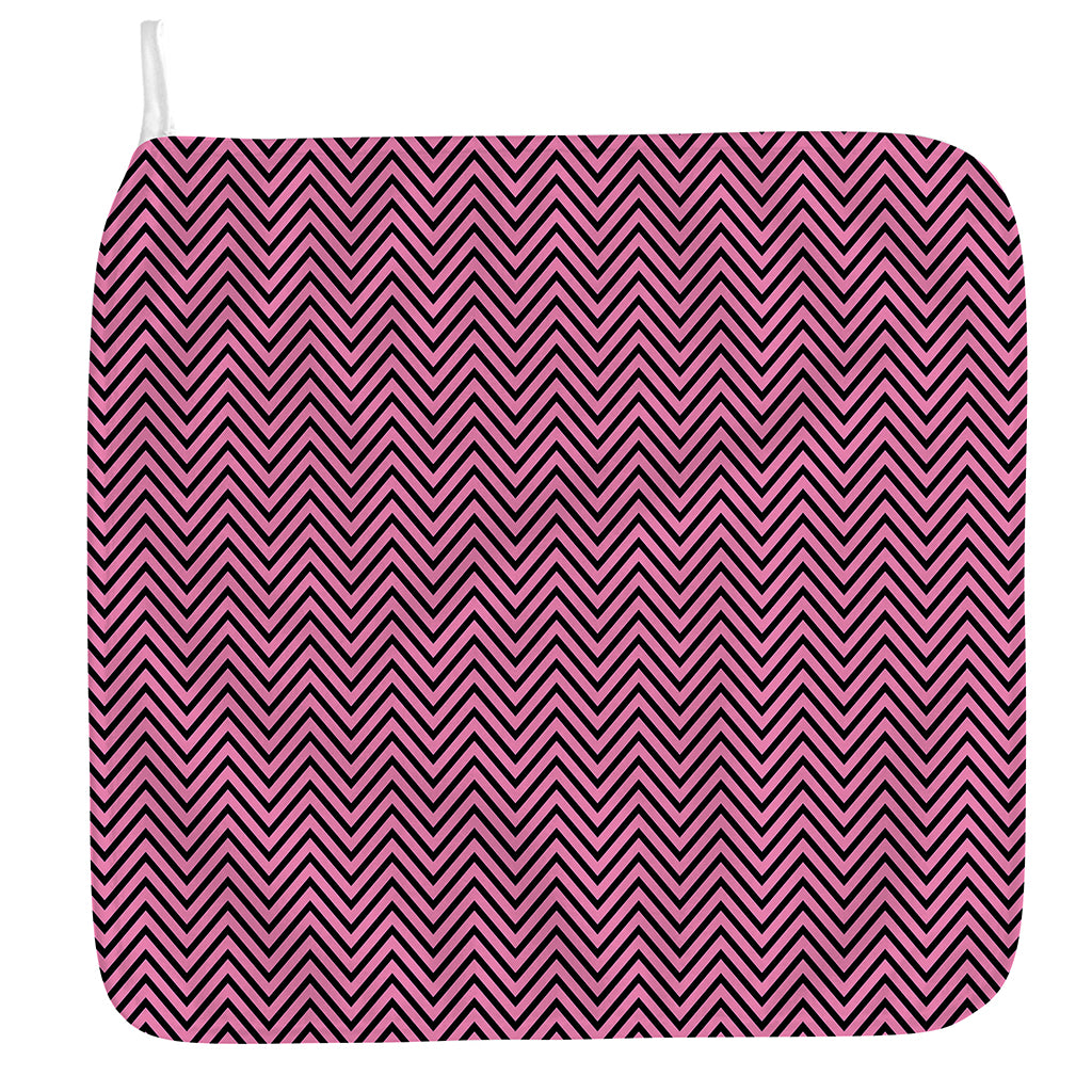 Pink And Black Zigzag Pattern Print Hand Towel