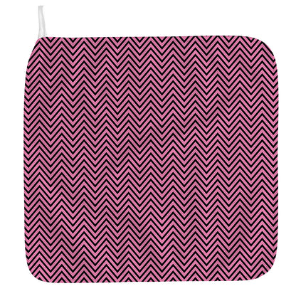 Pink And Black Zigzag Pattern Print Hand Towel