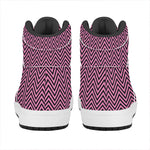 Pink And Black Zigzag Pattern Print High Top Leather Sneakers