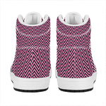 Pink And Black Zigzag Pattern Print High Top Leather Sneakers
