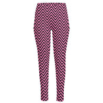 Pink And Black Zigzag Pattern Print High-Waisted Pocket Leggings
