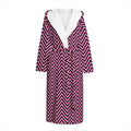 Pink And Black Zigzag Pattern Print Hooded Bathrobe