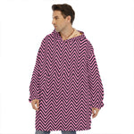 Pink And Black Zigzag Pattern Print Hoodie Blanket