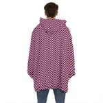 Pink And Black Zigzag Pattern Print Hoodie Blanket