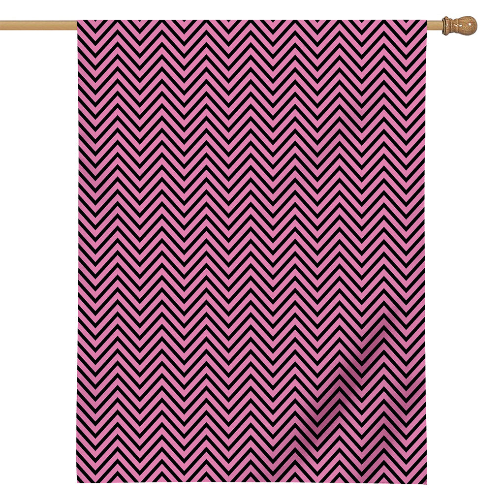 Pink And Black Zigzag Pattern Print House Flag