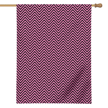 Pink And Black Zigzag Pattern Print House Flag