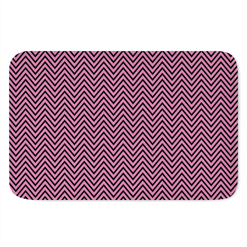 Pink And Black Zigzag Pattern Print Indoor Door Mat