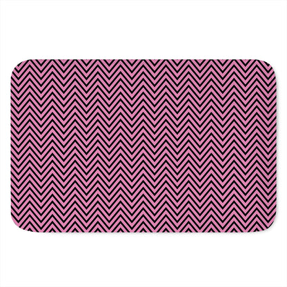 Pink And Black Zigzag Pattern Print Indoor Door Mat