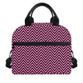 Pink And Black Zigzag Pattern Print Insulated Lunch Bag