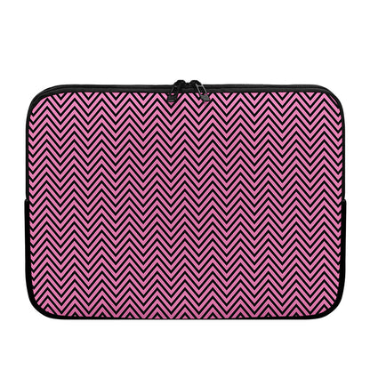 Pink And Black Zigzag Pattern Print Laptop Sleeve