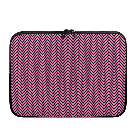 Pink And Black Zigzag Pattern Print Laptop Sleeve
