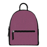 Pink And Black Zigzag Pattern Print Leather Backpack