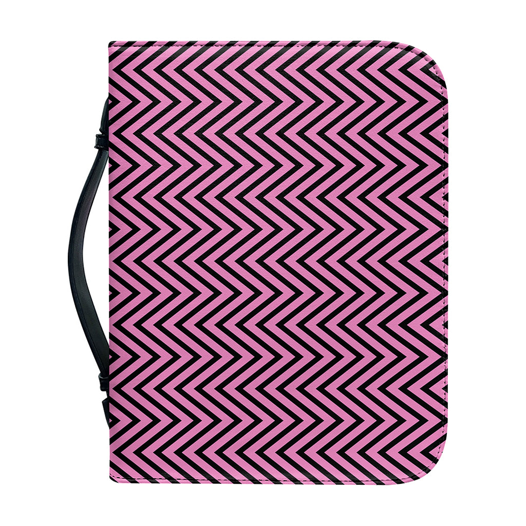 Pink And Black Zigzag Pattern Print Leather Bible Cover