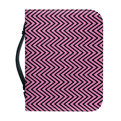 Pink And Black Zigzag Pattern Print Leather Bible Cover