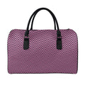 Pink And Black Zigzag Pattern Print Leather Duffel Bag