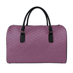 Pink And Black Zigzag Pattern Print Leather Duffle Bag