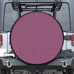 Pink And Black Zigzag Pattern Print Leather Spare Tire Cover