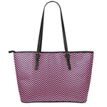 Pink And Black Zigzag Pattern Print Leather Tote Bag