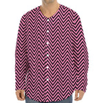 Pink And Black Zigzag Pattern Print Long Sleeve Baseball Jersey