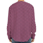 Pink And Black Zigzag Pattern Print Long Sleeve Baseball Jersey