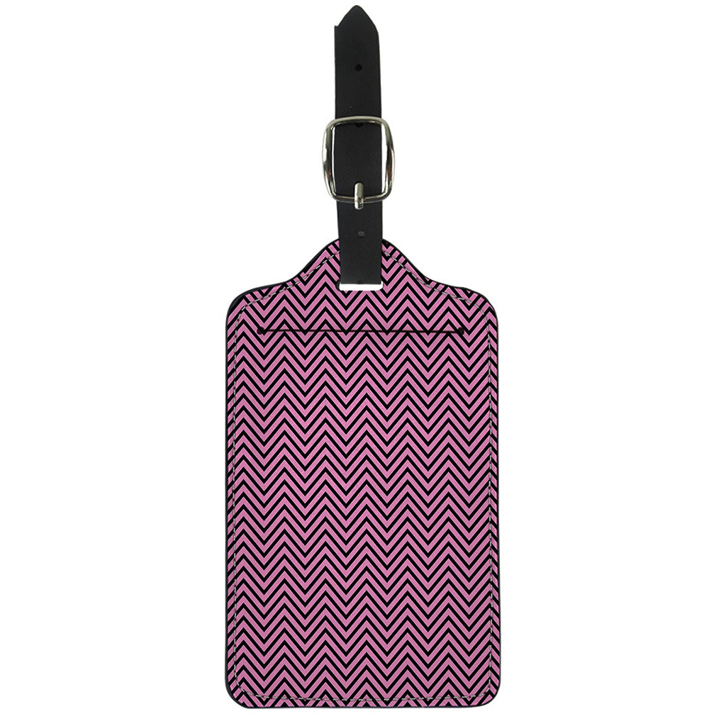 Pink And Black Zigzag Pattern Print Luggage Tag
