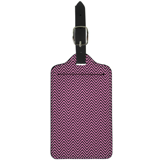 Pink And Black Zigzag Pattern Print Luggage Tag