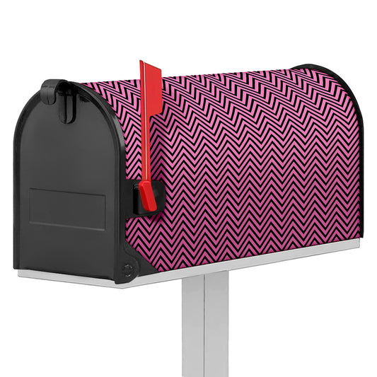 Pink And Black Zigzag Pattern Print Mailbox Cover
