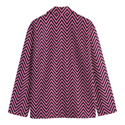 Pink And Black Zigzag Pattern Print Men's Blazer