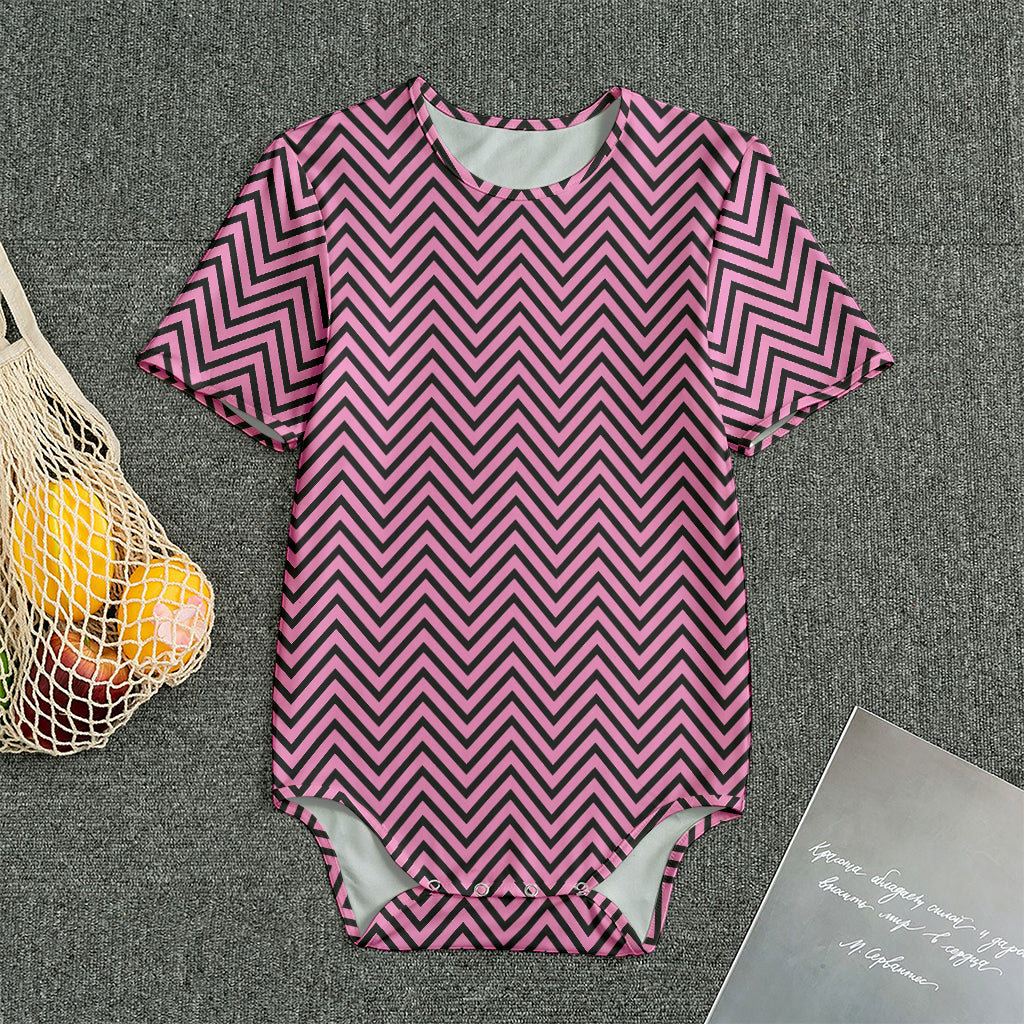 Pink And Black Zigzag Pattern Print Men's Bodysuit