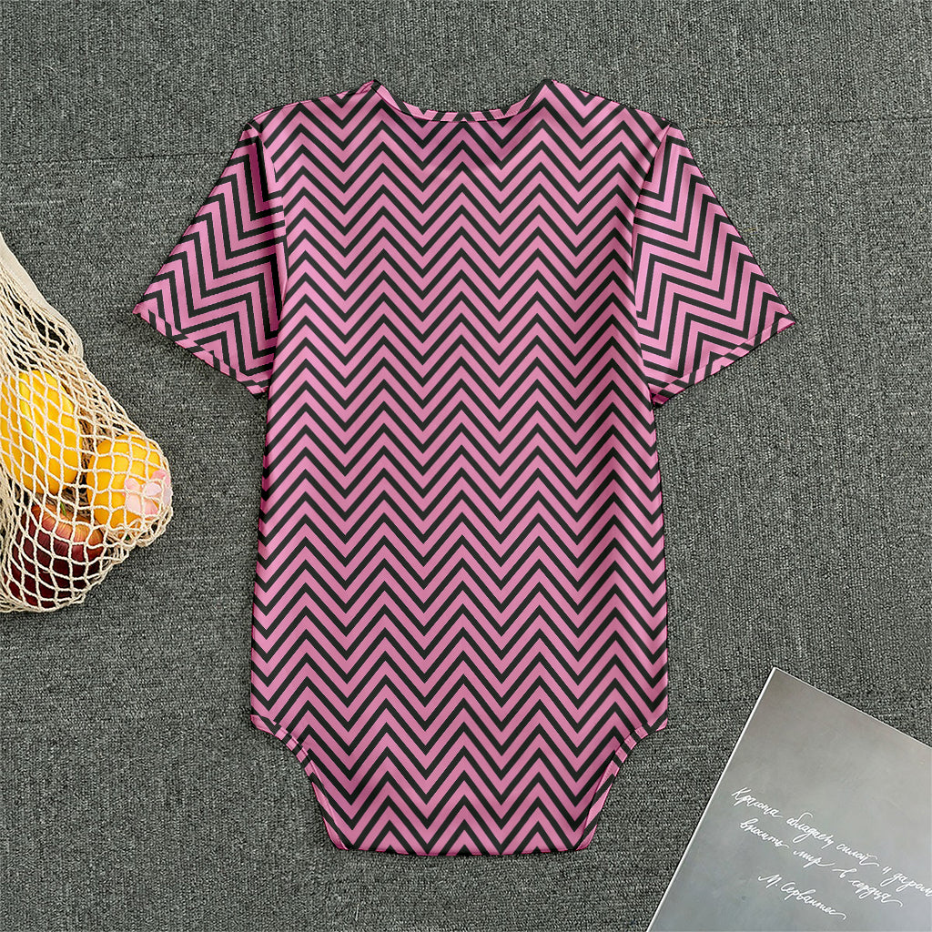 Pink And Black Zigzag Pattern Print Men's Bodysuit