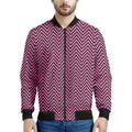 Pink And Black Zigzag Pattern Print Men's Bomber Jacket