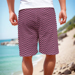 Pink And Black Zigzag Pattern Print Men's Cargo Shorts