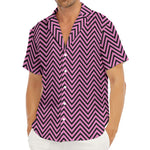 Pink And Black Zigzag Pattern Print Men's Deep V-Neck Shirt