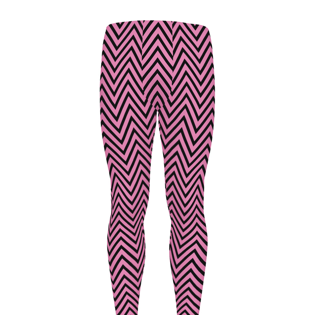 Pink And Black Zigzag Pattern Print Men's leggings