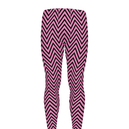 Pink And Black Zigzag Pattern Print Men's leggings