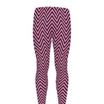 Pink And Black Zigzag Pattern Print Men's leggings