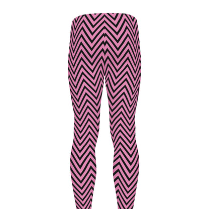 Pink And Black Zigzag Pattern Print Men's leggings