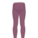 Pink And Black Zigzag Pattern Print Men's leggings