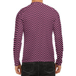 Pink And Black Zigzag Pattern Print Men's Long Sleeve Rash Guard