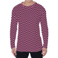 Pink And Black Zigzag Pattern Print Men's Long Sleeve T-Shirt