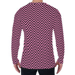 Pink And Black Zigzag Pattern Print Men's Long Sleeve T-Shirt