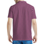 Pink And Black Zigzag Pattern Print Men's Polo Shirt
