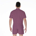 Pink And Black Zigzag Pattern Print Men's Rompers