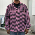 Pink And Black Zigzag Pattern Print Men's Shirt Jacket
